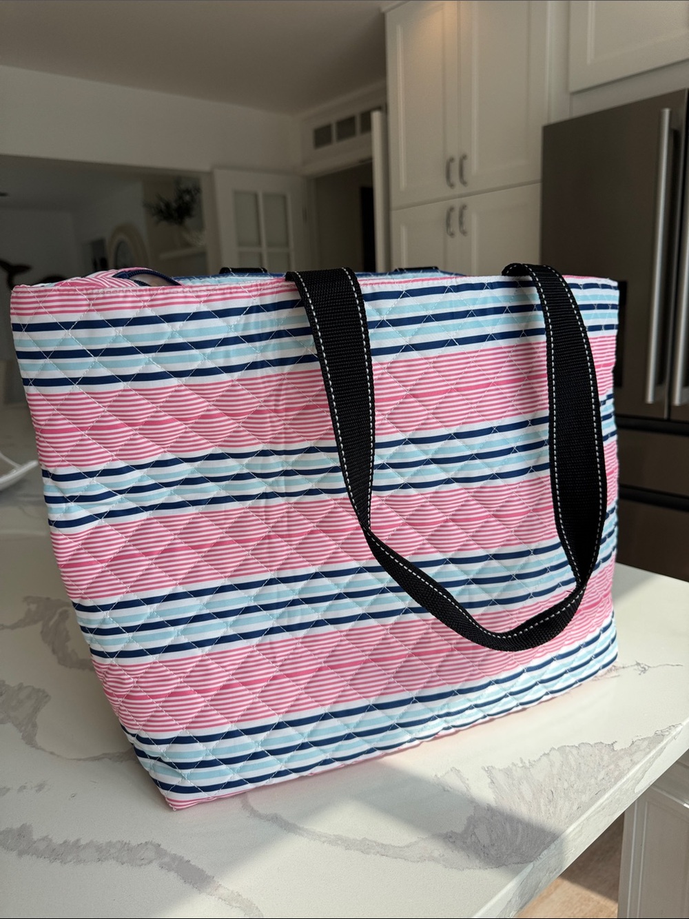 SCOUT Plus 1 Travel Bag pink blue white stripe packable beach travel pool tote - Picture 4 of 10